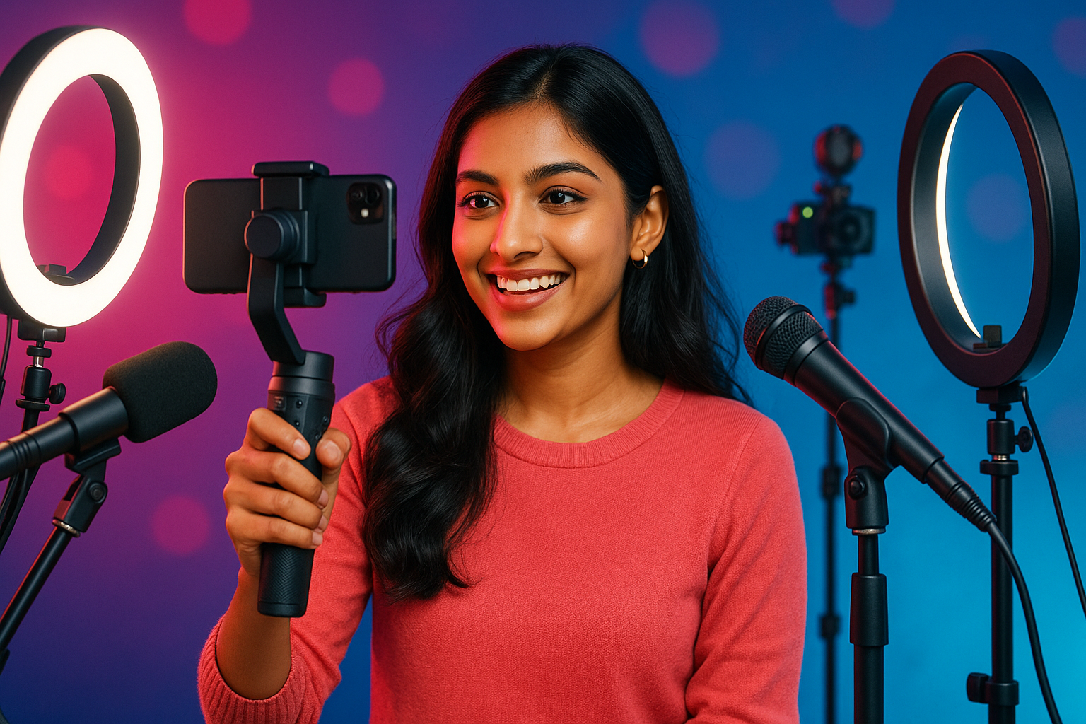 add indian influencer and make like for social media, remove text